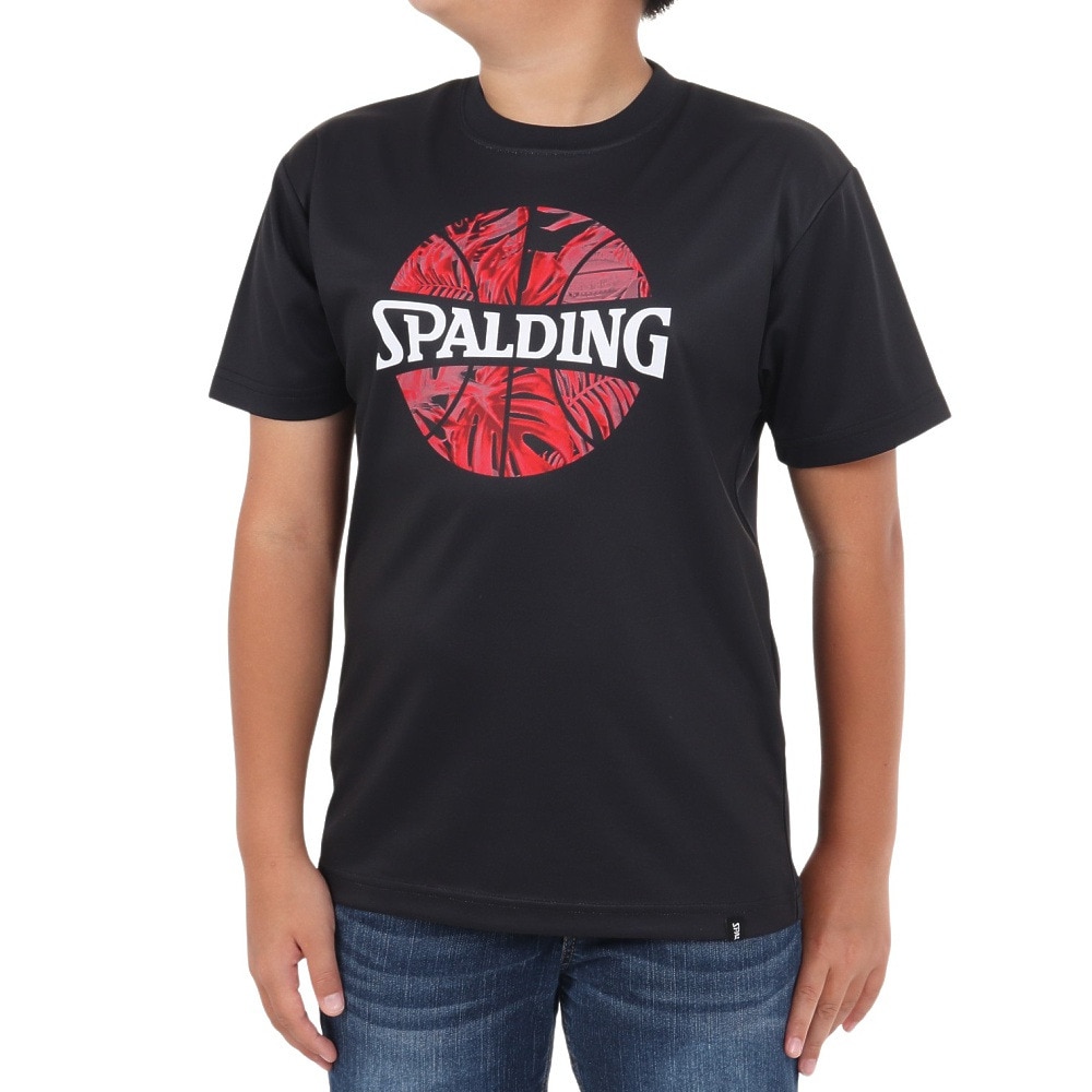 スポルディング（SPALDING）（キッズ）バスケットボールウェア ジュニア Tシャツ ネオン トロピカル ボール プリント SJT24052BK 速乾 UVカット
