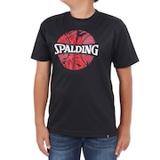 (キッズ)バスケットボールウェア ジュニア Tシャツ ネオン トロピカル ボール プリント SJT24052BK 速乾 UVカット