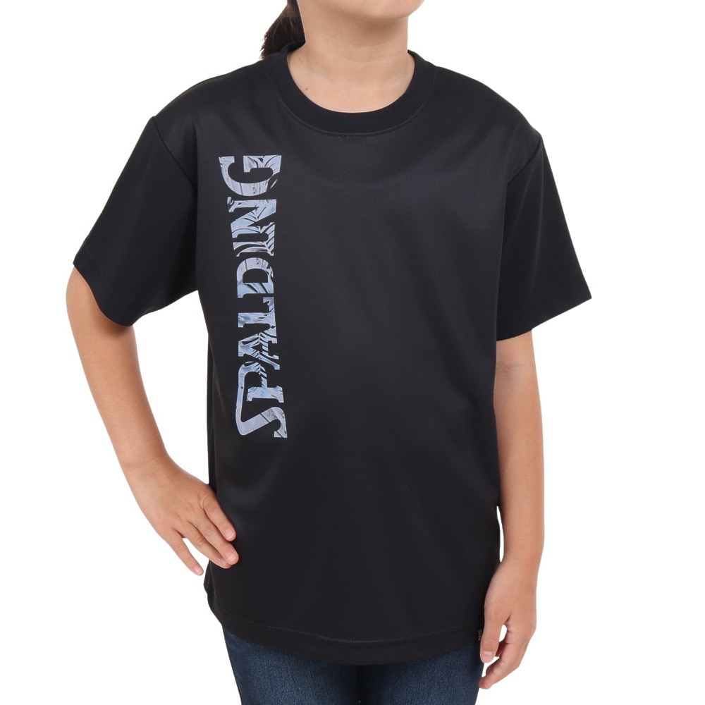 スポルディング（SPALDING）（キッズ）バスケットボールウェア ジュニア Tシャツ ネオン トロピカル ロゴ SJT24053BK 速乾 UVカット