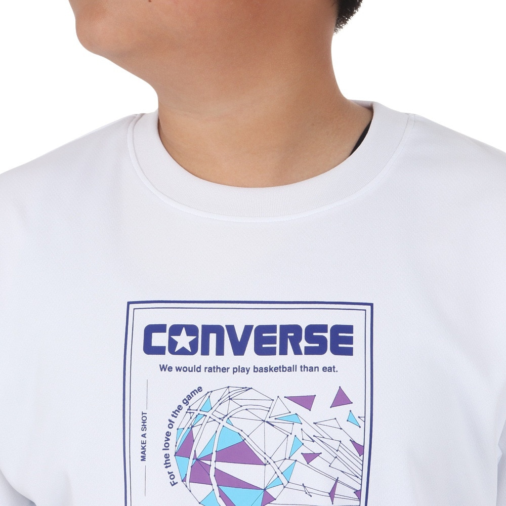 コンバース（CONVERSE）（キッズ）バスケットボールウェア ジュニア プリントTシャツ CB441353-1100 速乾
