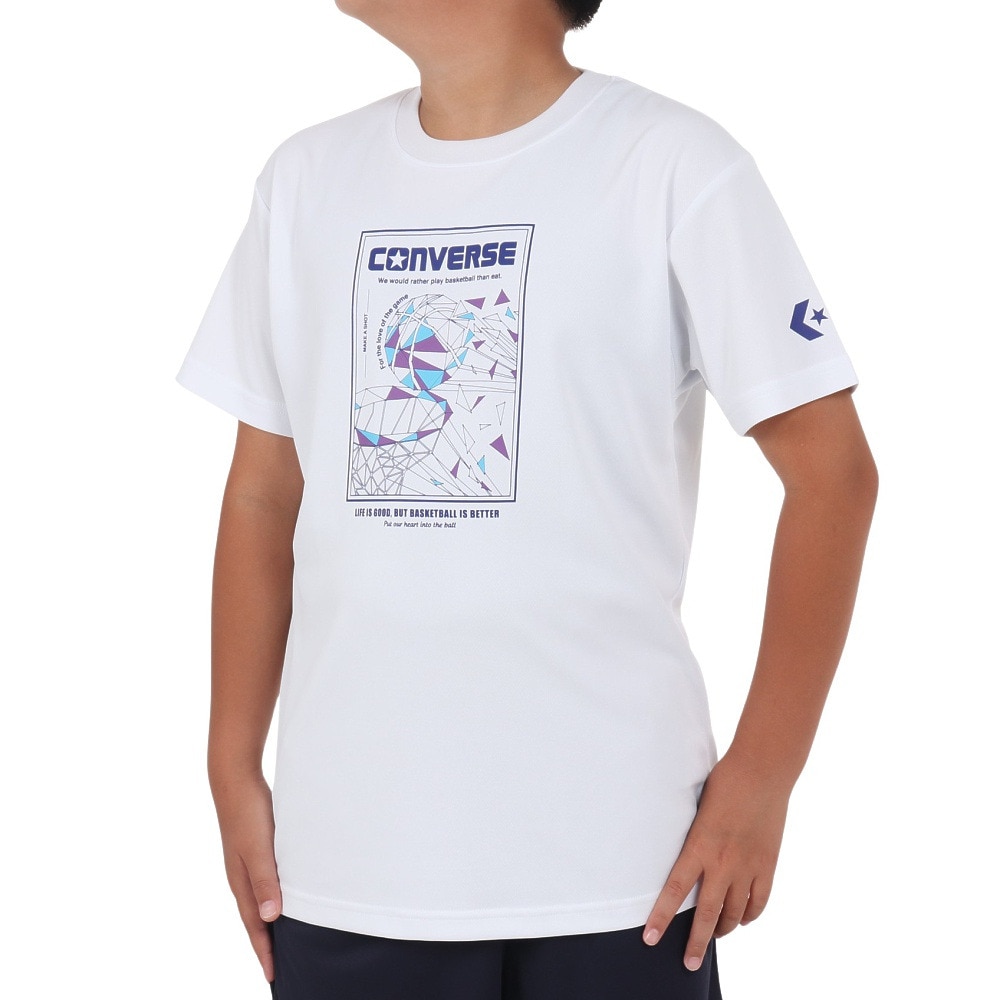 コンバース（CONVERSE）（キッズ）バスケットボールウェア ジュニア プリントTシャツ CB441353-1100 速乾