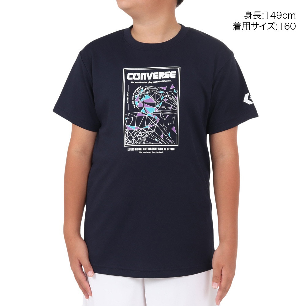 コンバース（CONVERSE）（キッズ）バスケットボールウェア ジュニア プリントTシャツ CB441353-2900 速乾