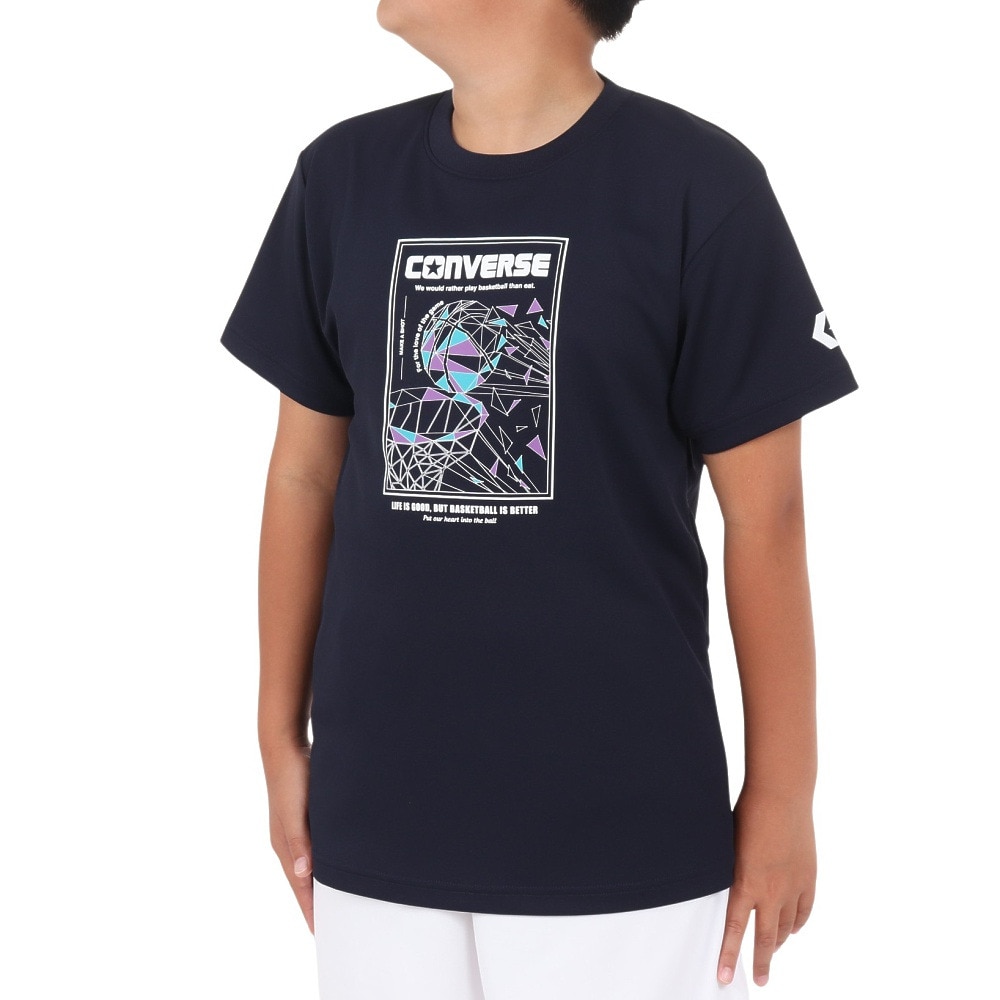 コンバース（CONVERSE）（キッズ）バスケットボールウェア ジュニア プリントTシャツ CB441353-2900 速乾