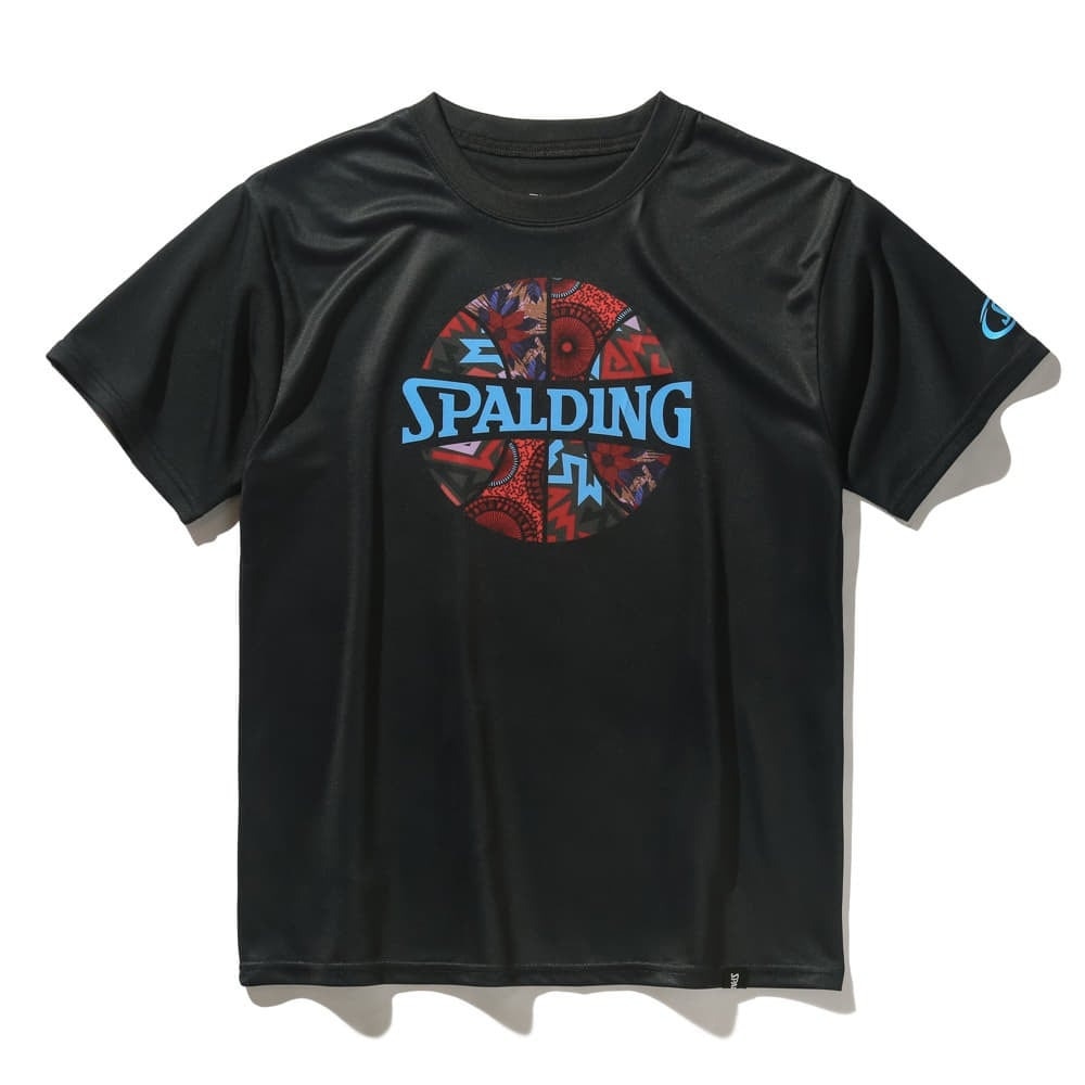スポルディング（SPALDING）（キッズ）バスケットボールウェア ジュニア Tシャツ アフリカン バティック ボールプリント SJT25053BK