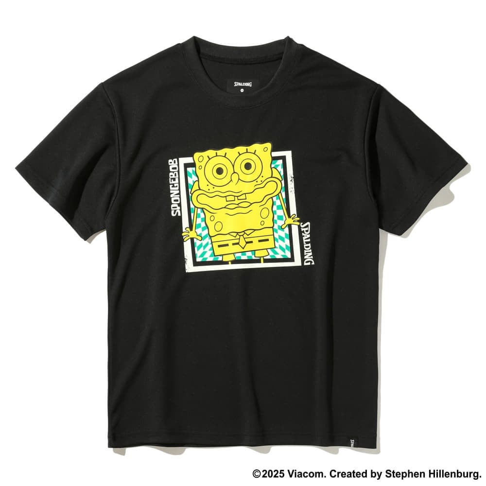 スポルディング（SPALDING）（キッズ）バスケットボールウェア ジュニア Tシャツ スポンジ・ボブ チェッカーフラッグ SJT25063SBK