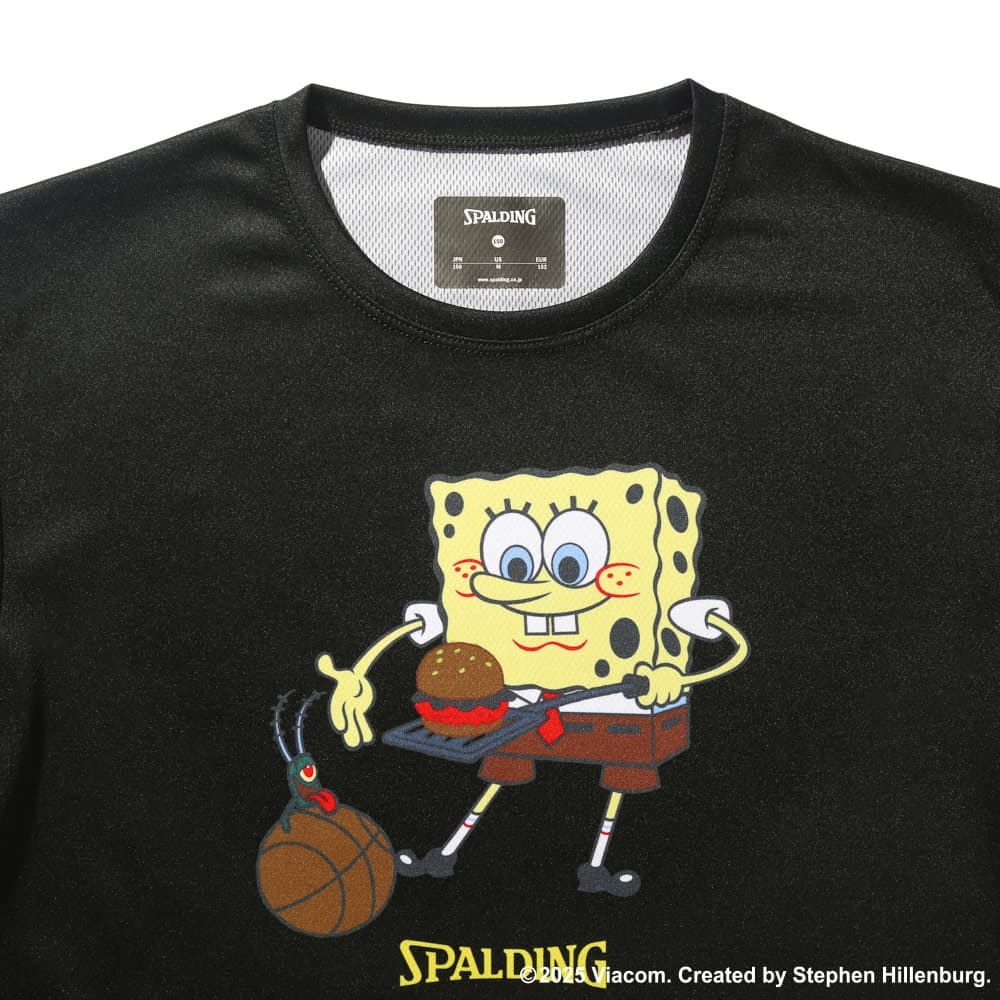 スポルディング（SPALDING）（キッズ）バスケットボールウェア ジュニア Tシャツ スポンジ・ボブ クラビー パーティ SJT25067SBK