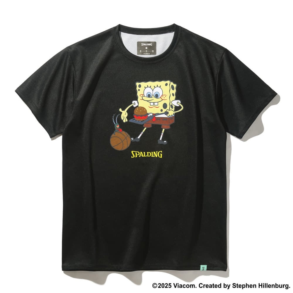 スポルディング（SPALDING）（キッズ）バスケットボールウェア ジュニア Tシャツ スポンジ・ボブ クラビー パーティ SJT25067SBK