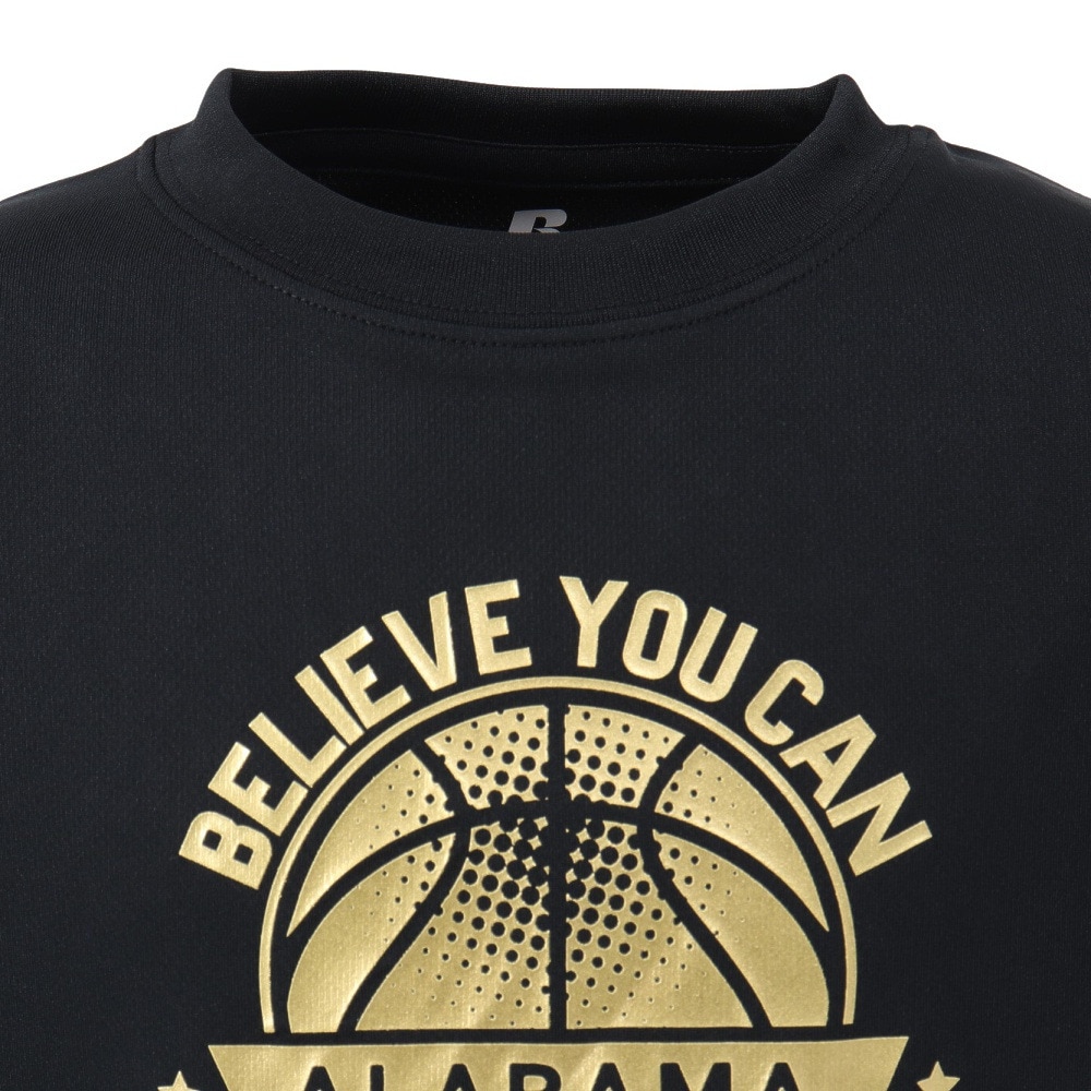 ラッセル（RUSSELL）（キッズ）ジュニア バスケットボールウェア 半袖 FOIL プリント Tシャツ RBBJ25S015 BLK