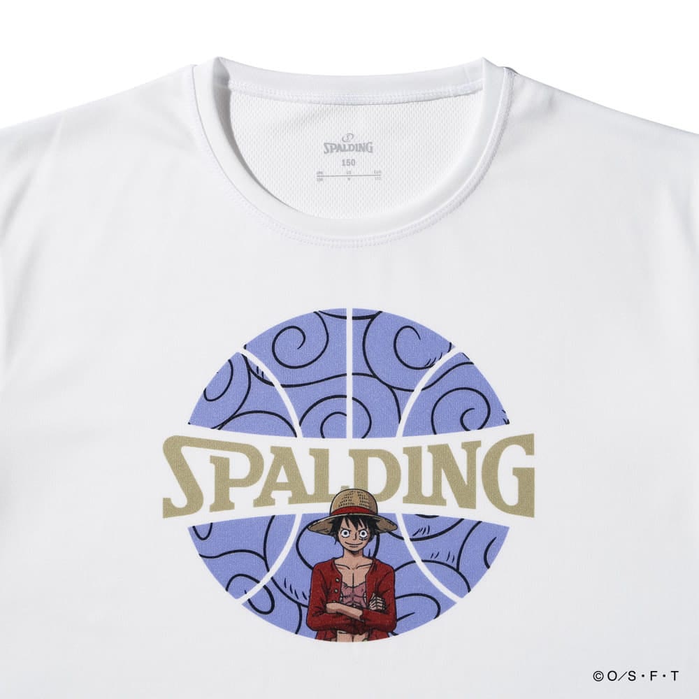 スポルディング（SPALDING）（キッズ）ジュニア Tシャツ ONE PIECEゴムゴムの実 ボールプリント SJT25157PWH