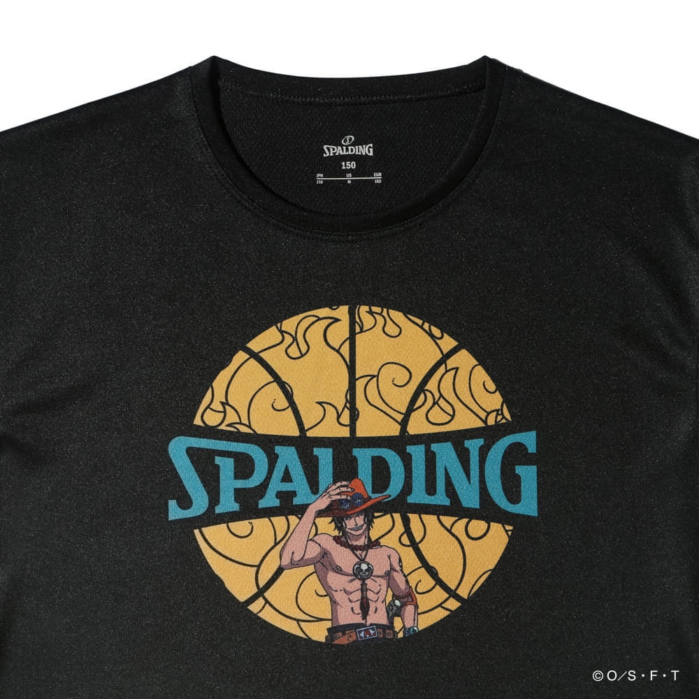スポルディング（SPALDING）（キッズ）ジュニア Tシャツ ONE PIECEメラメラの実 ボールプリント SJT25158PBK