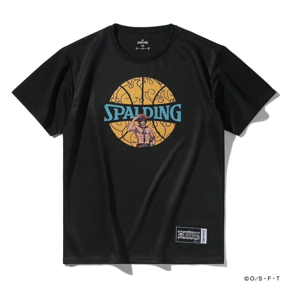 スポルディング（SPALDING）（キッズ）ジュニア Tシャツ ONE PIECEメラメラの実 ボールプリント SJT25158PBK