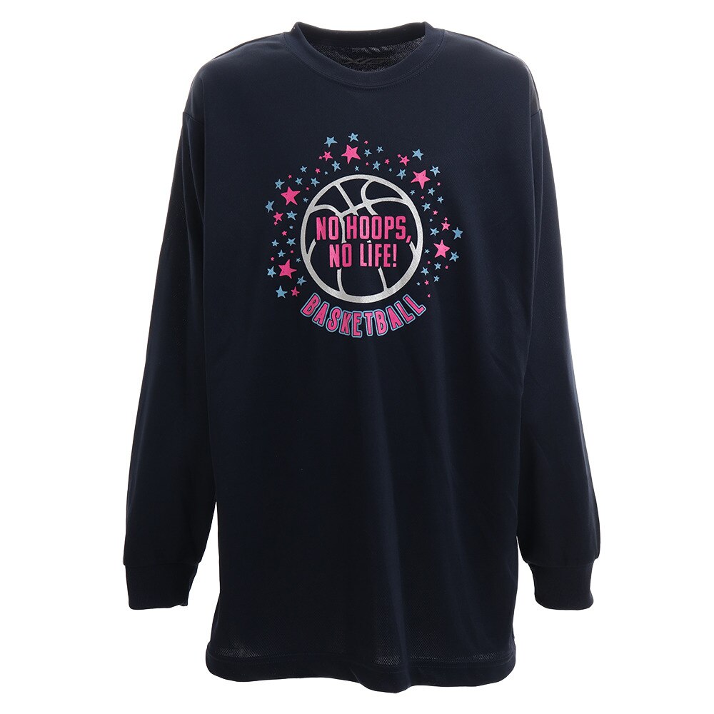 Ｔシャツ ジュニア 長袖 ドライ 吸汗速乾 No hoops no life 751G9ES6642 【バスケットボール ウェア】