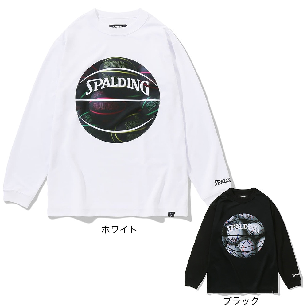 スポルディング（SPALDING）（キッズ）バスケットボールウェア ジュニア ロングスリーブTシャツ ボールプリント SJT23155BW