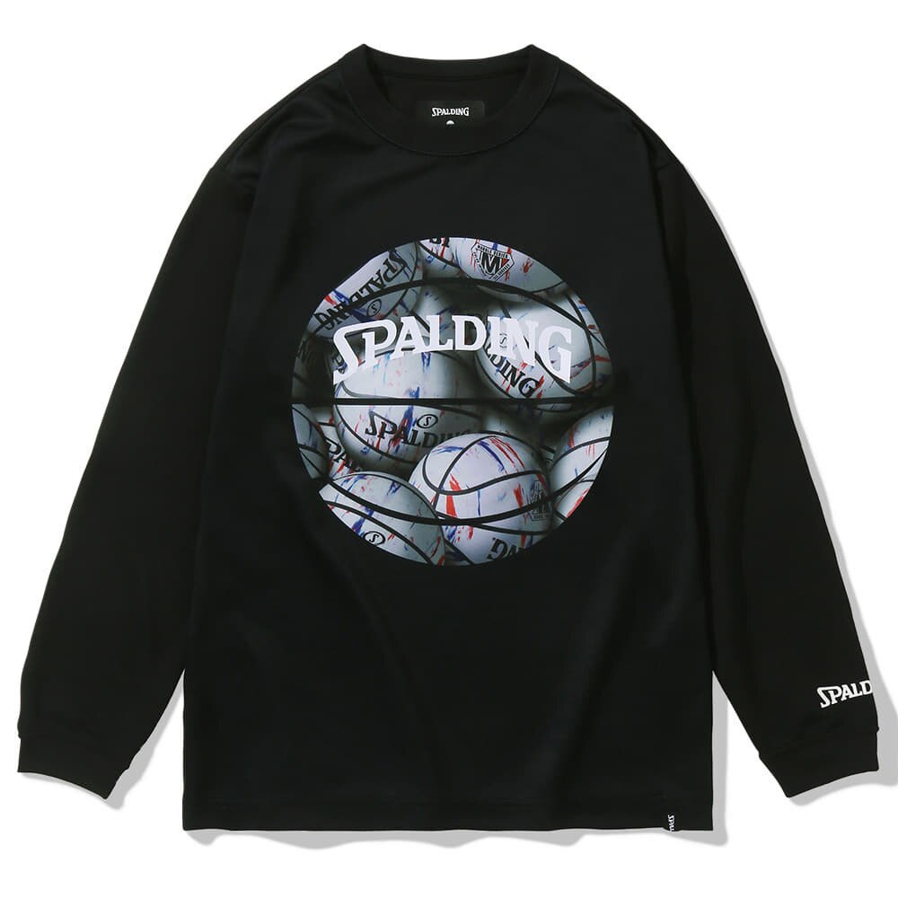 スポルディング（SPALDING）（キッズ）バスケットボールウェア ジュニア ロングスリーブTシャツ ボールプリント SJT23155BW