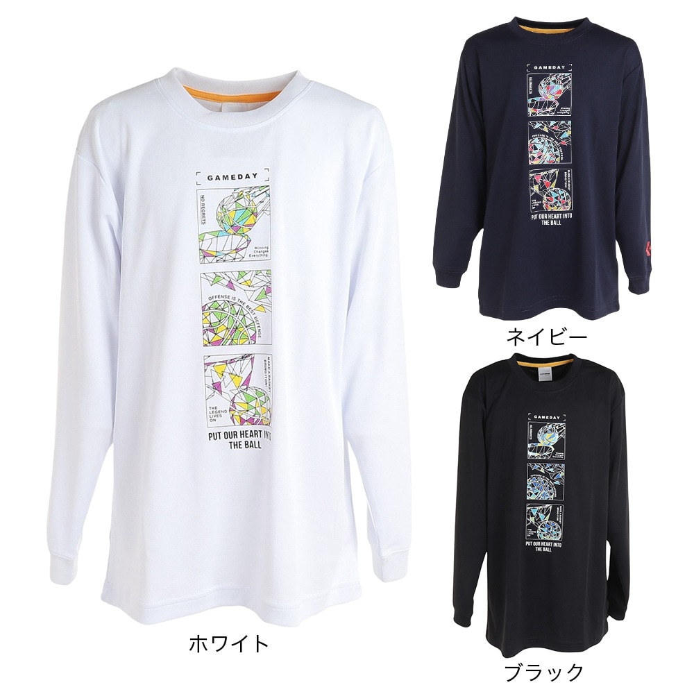 コンバース（CONVERSE）（キッズ）バスケットボールウェア ジュニアプリントロングスリーブシャツ CB432355L-2900 速乾