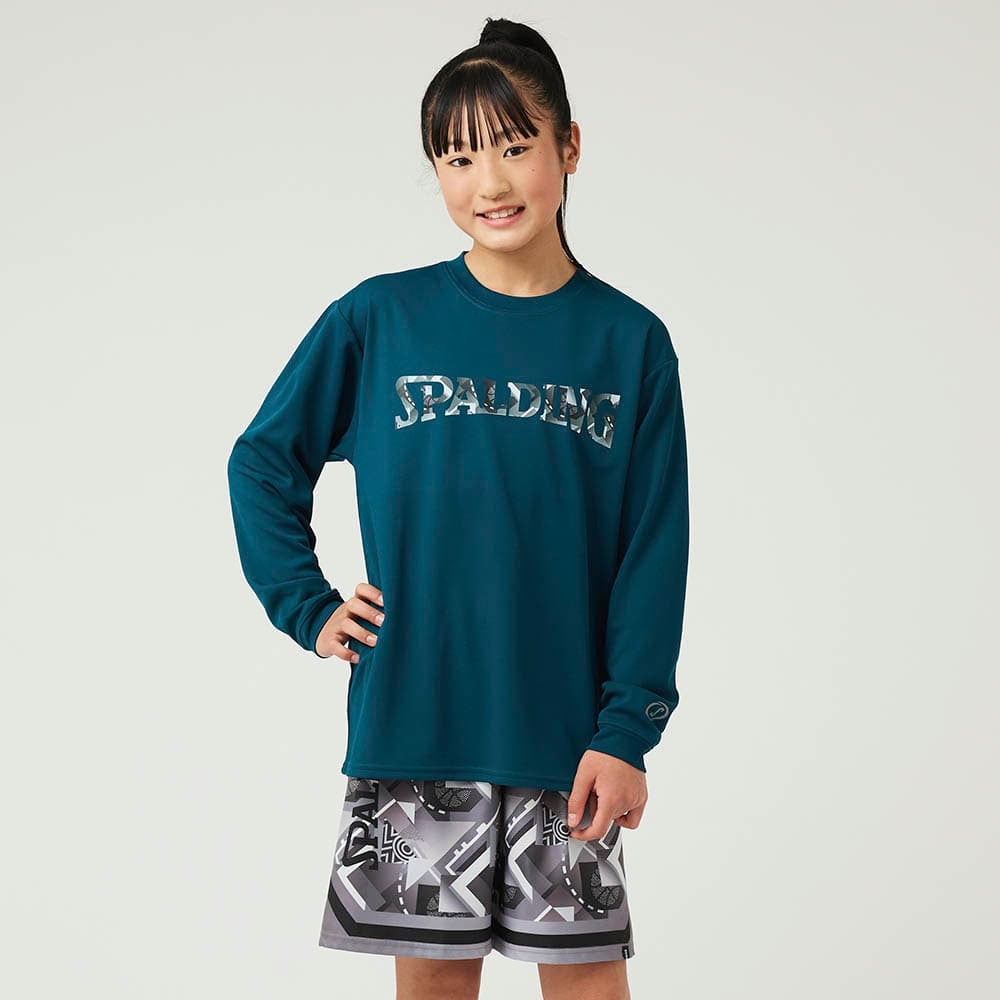 スポルディング（SPALDING）（キッズ）バスケットボールウェア ジュニア 長袖 Tシャツ ジオメトリック ロゴ SJT24157SP