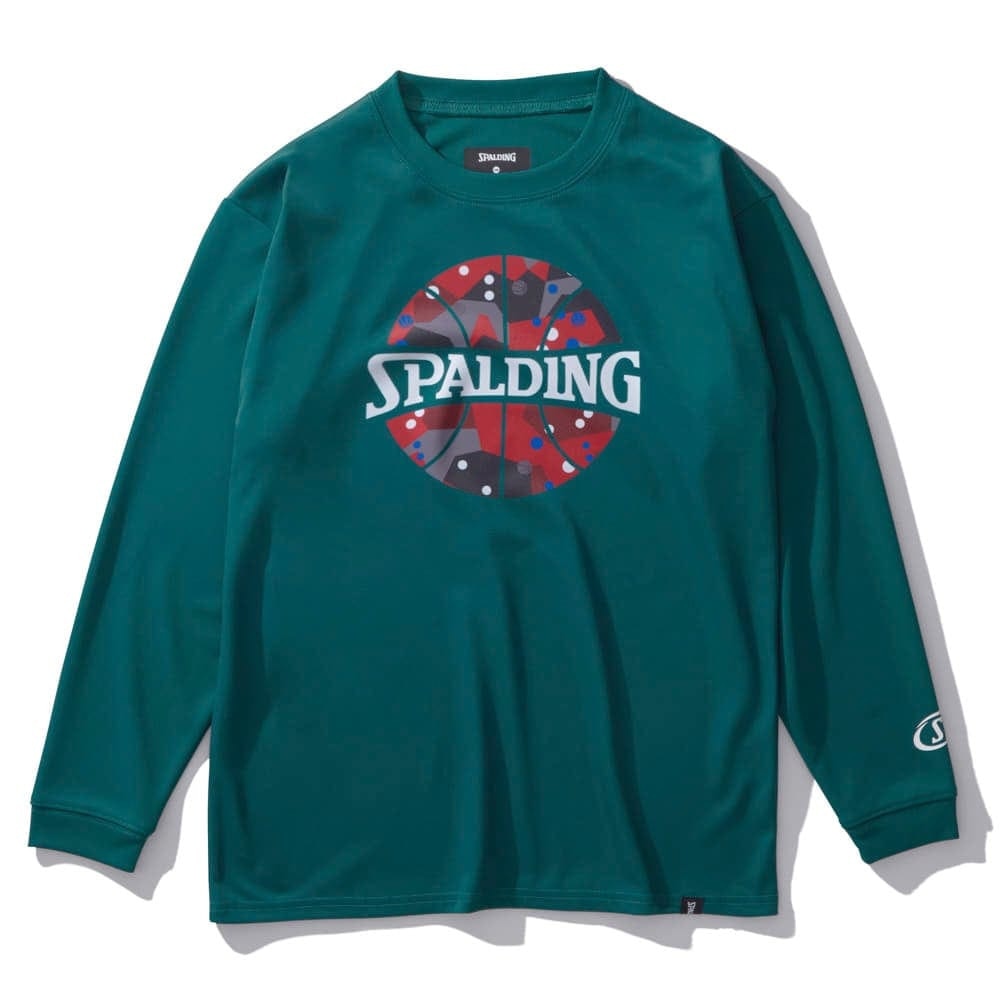 スポルディング（SPALDING）（キッズ）バスケットボールウェア ジュニア 長袖 Tシャツ ポルカドット カモ ボールプリント SJT24160SP