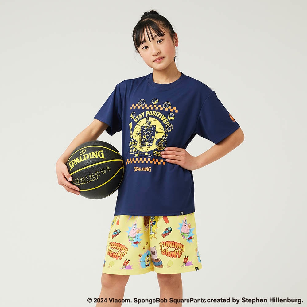 スポルディング（SPALDING）（キッズ）バスケットボールウェア ジュニア 半袖 Tシャツ スポンジ・ボブ フレッシュ オフ ザ グリル SJT24166SNV