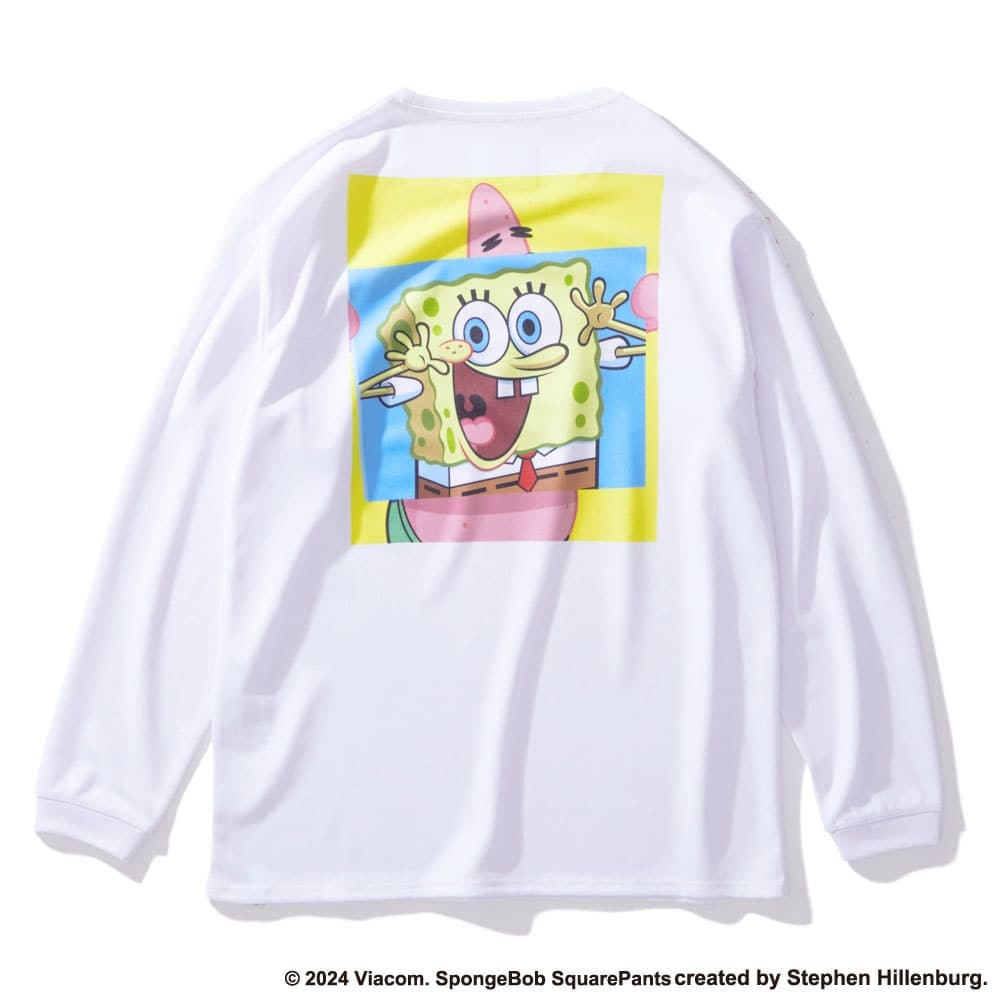 スポルディング（SPALDING）（キッズ）バスケットボールウェア ジュニア 長袖 Tシャツ スポンジ・ボブ ビッグフェイス SJT24169SWH