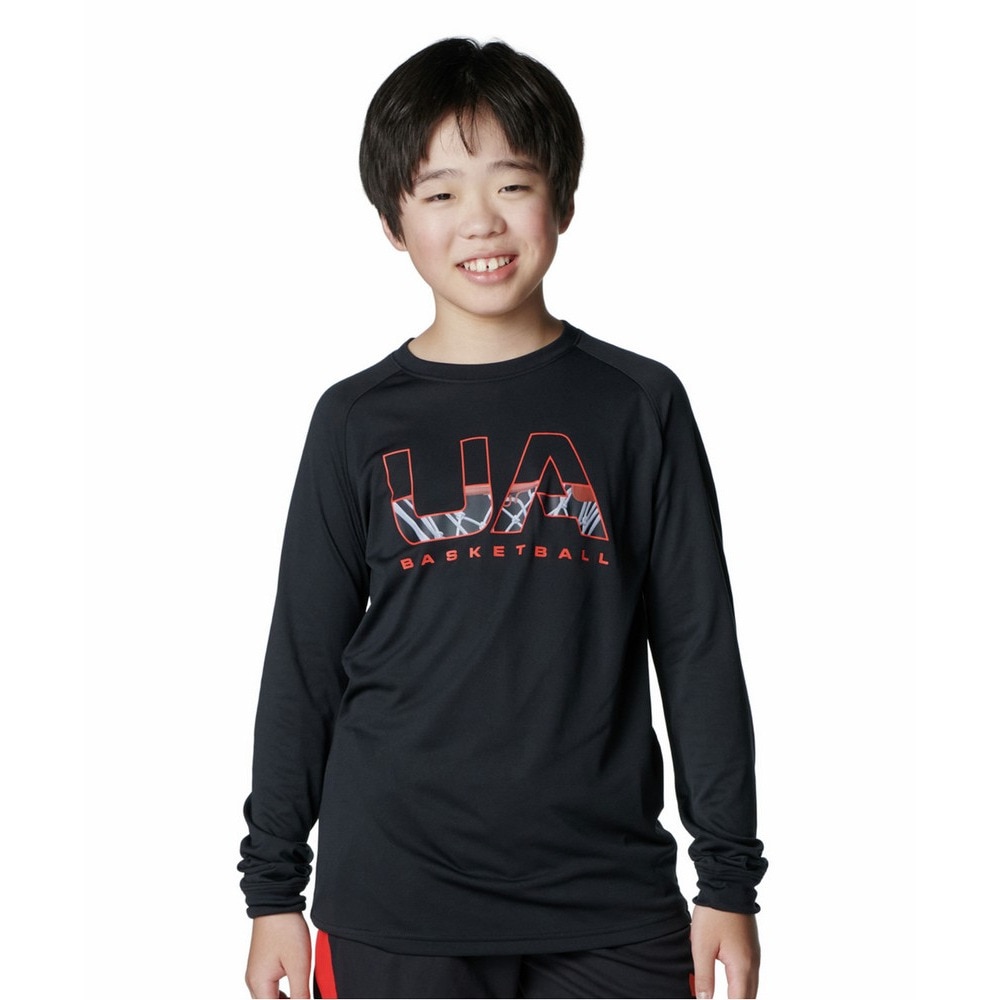アンダーアーマー（UNDER ARMOUR）（キッズ）バスケットボールウェア ジュニア UAテック ロゴ ロングスリーブ Tシャツ 6007872 001