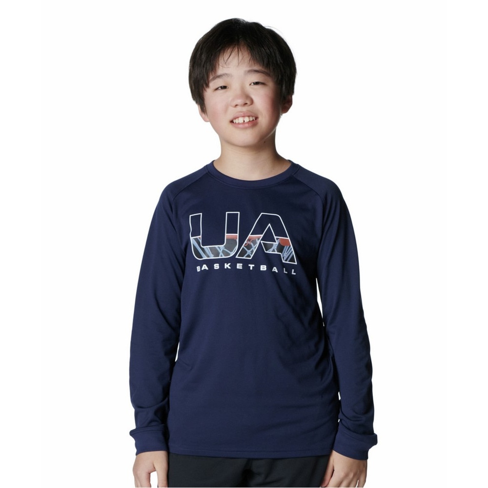 アンダーアーマー（UNDER ARMOUR）（キッズ）バスケットボールウェア ジュニア UAテック ロゴ ロングスリーブ Tシャツ 6007872 410