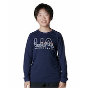 (キッズ)バスケットボールウェア ジュニア UAテック ロゴ ロングスリーブ Tシャツ 6007872 410