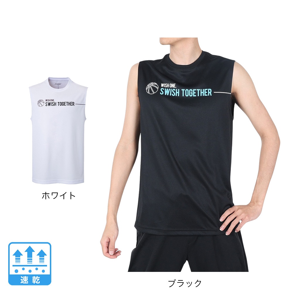 エックスティーエス（XTS）（メンズ、レディース）ドライプラス メッセージグラフィックノースリーブシャツ 751G2CD7148 WHT