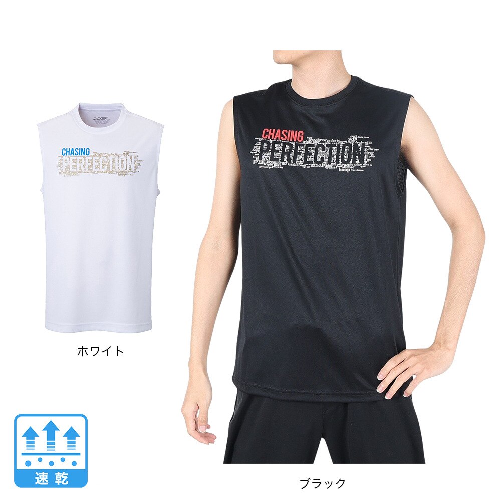 エックスティーエス（XTS）（メンズ、レディース）ドライプラス メッセージグラフィックノースリーブシャツ 751G2CD7149 WHT