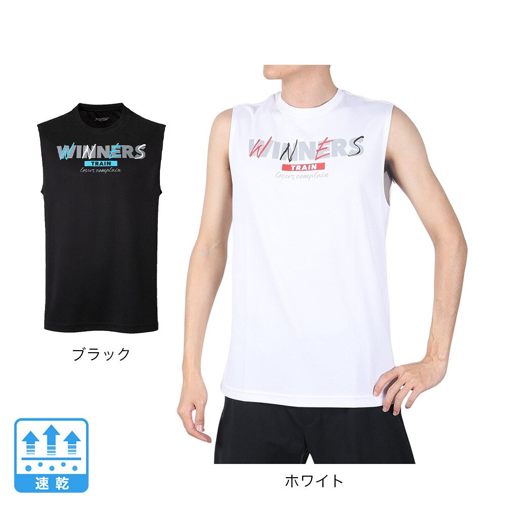 エックスティーエス（XTS）（メンズ、レディース）ドライプラス メッセージグラフィックノースリーブシャツ 751G2CD7150 WHT
