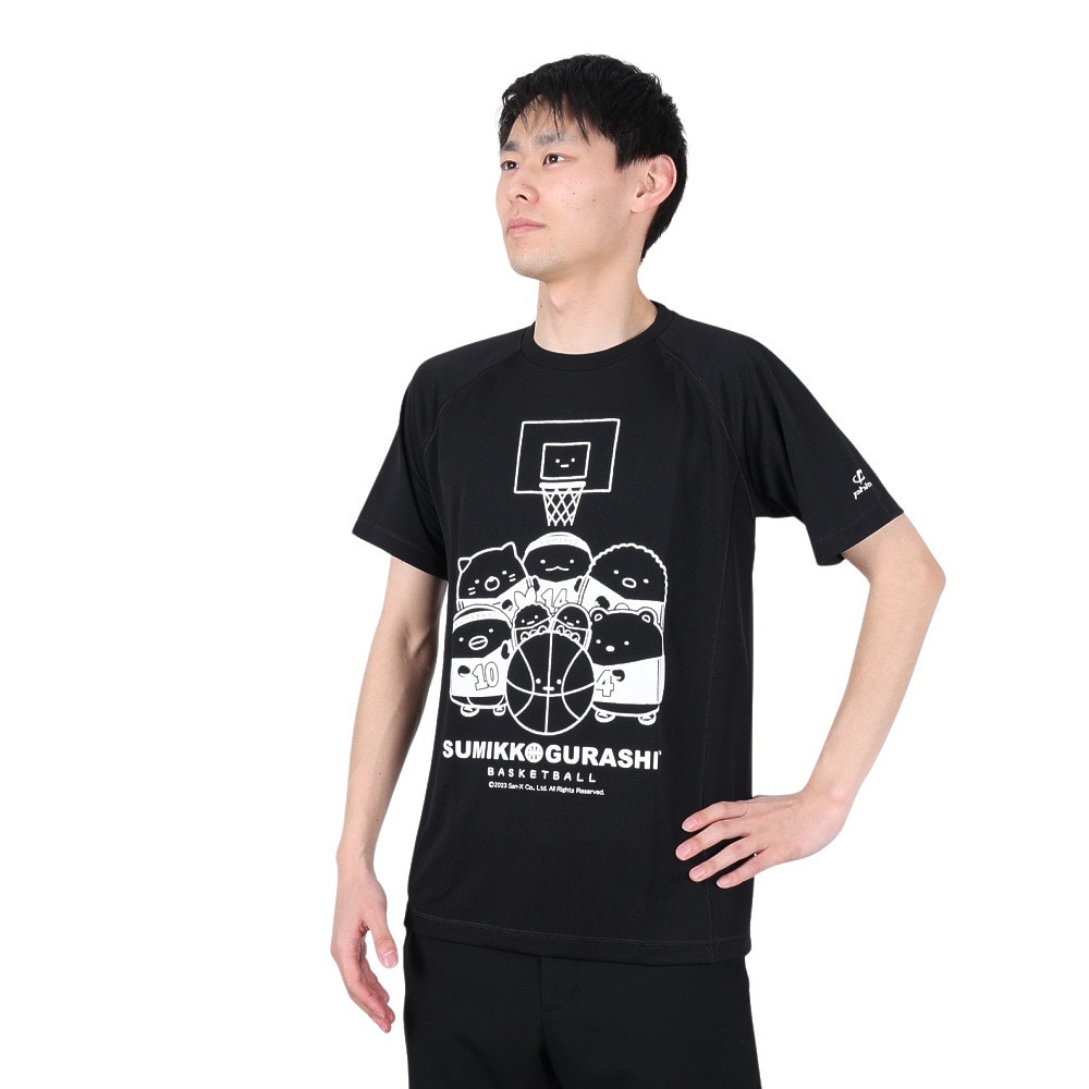 ファイテン（PHITEN）（メンズ、レディース）Tシャツ 半袖 レディース メンズ すみっコぐらし バスケ A 3123JG53500 黒 速乾