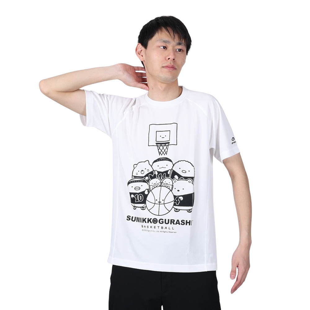 ファイテン（PHITEN）（メンズ、レディース）Tシャツ 半袖 レディース メンズ すみっコぐらし バスケ A 3123JG53600 白 速乾