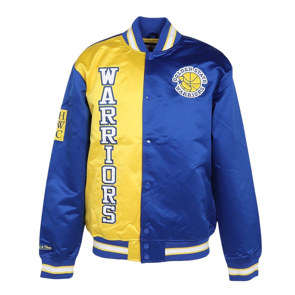 ミッチェルアンドネス（Mitchell&Ness）（メンズ）ライト サテン ジャケット NBA ゴールデンステート ウォリアーズ OJBF5523-GSWROYA