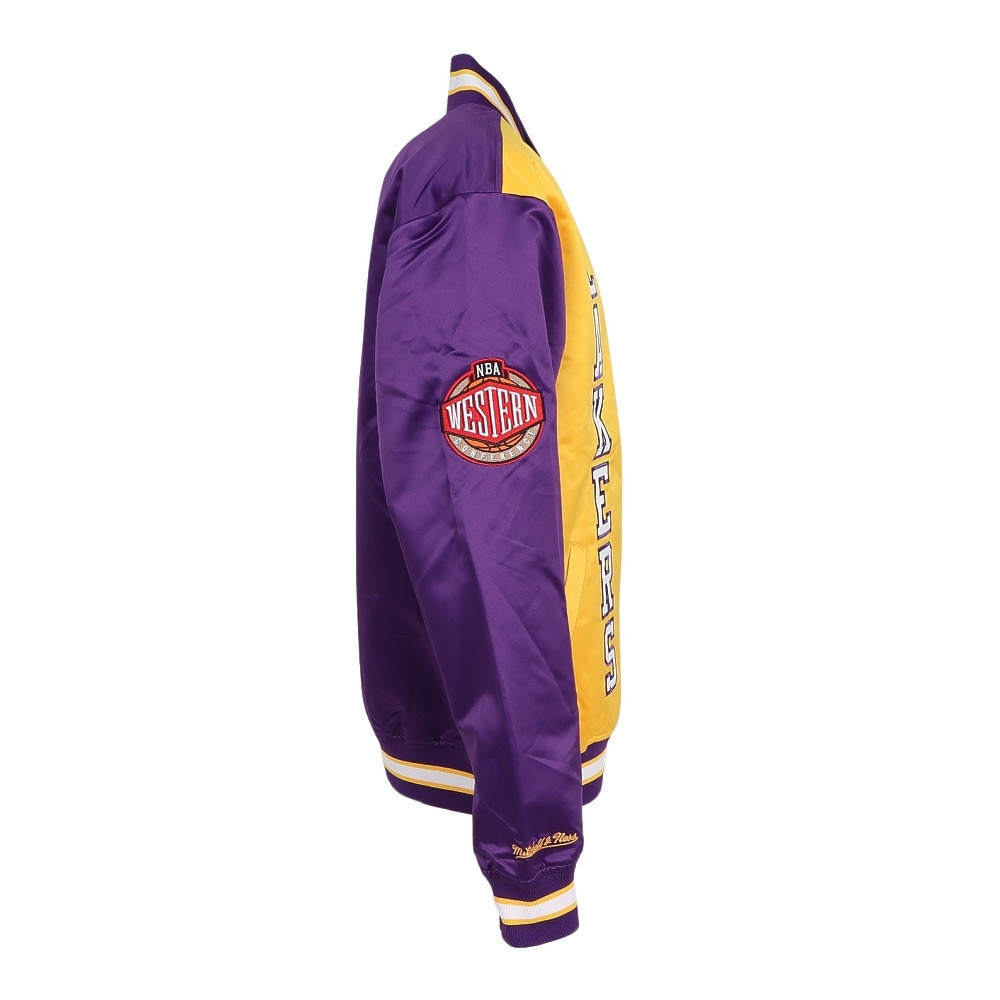 ミッチェルアンドネス（Mitchell&Ness）（メンズ）ライト サテン ジャケット NBA ロサンゼルス レイカーズ OJBF5523-LALPURP