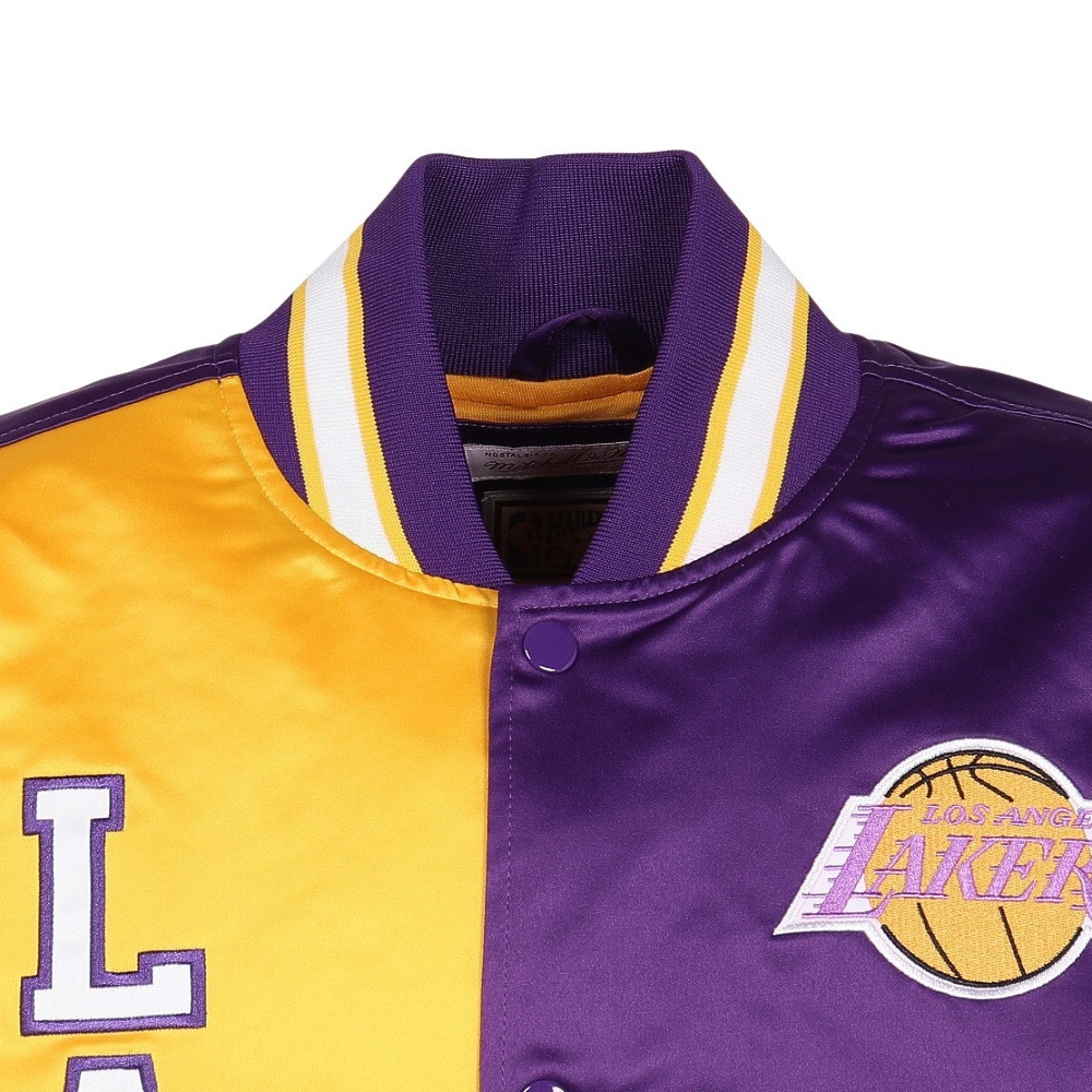 ミッチェルアンドネス（Mitchell&Ness）（メンズ）ライト サテン ジャケット NBA ロサンゼルス レイカーズ OJBF5523-LALPURP