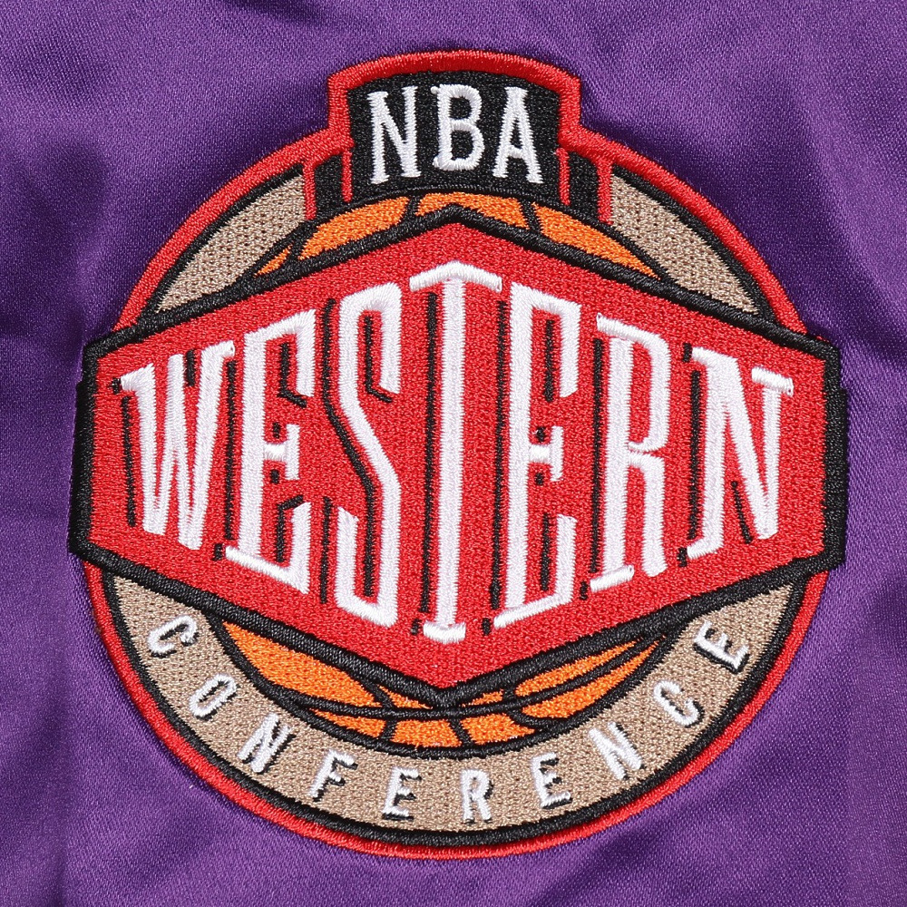 ミッチェルアンドネス（Mitchell&Ness）（メンズ）ライト サテン ジャケット NBA ロサンゼルス レイカーズ OJBF5523-LALPURP