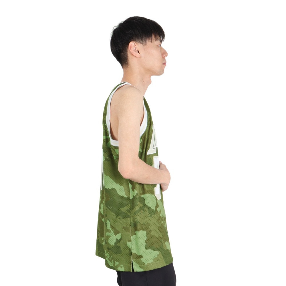 ミッチェルアンドネス（Mitchell&Ness）（メンズ）バスケットウエア Camo Swingman Jersey デニス・ロッドマン レイカーズ SMJY4362-LALDRDCMGR