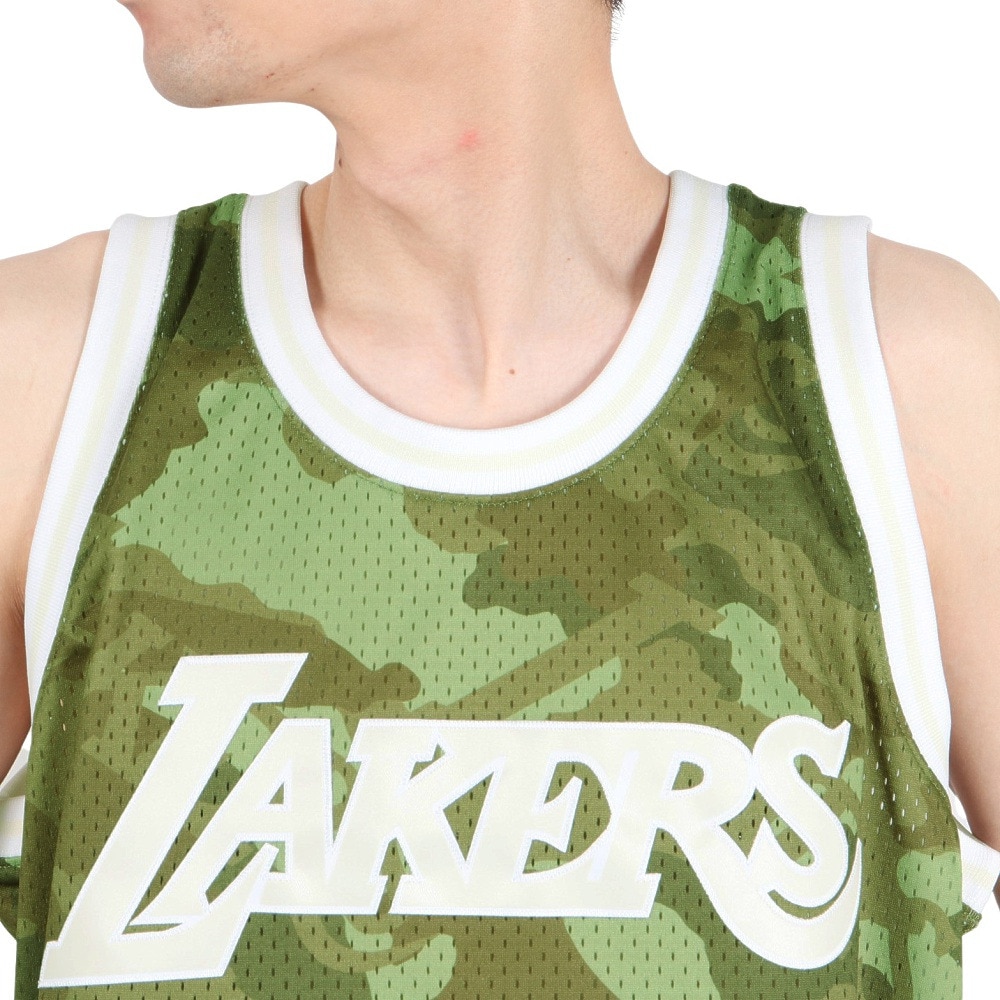 ミッチェルアンドネス（Mitchell&Ness）（メンズ）バスケットウエア Camo Swingman Jersey デニス・ロッドマン レイカーズ SMJY4362-LALDRDCMGR