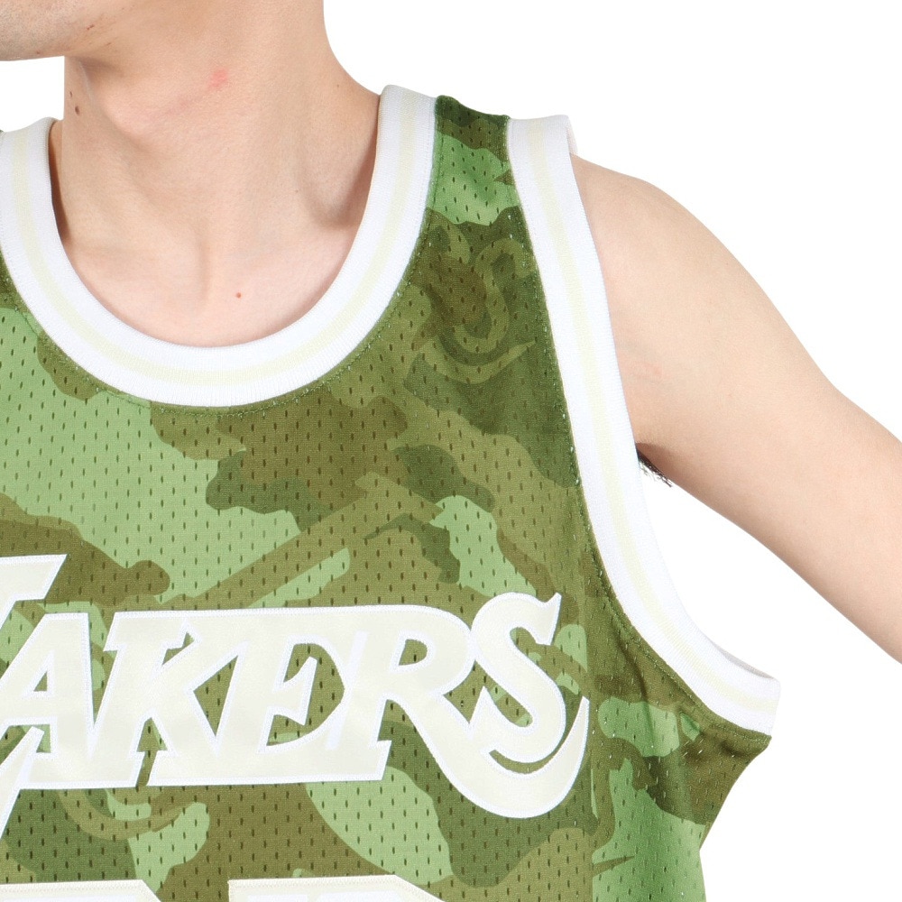 ミッチェルアンドネス（Mitchell&Ness）（メンズ）バスケットウエア Camo Swingman Jersey デニス・ロッドマン レイカーズ SMJY4362-LALDRDCMGR