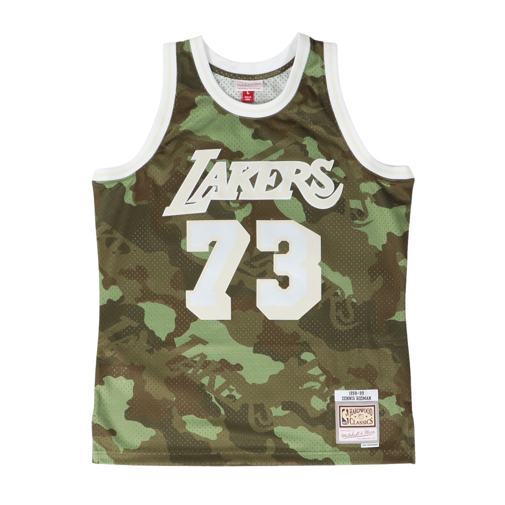 ミッチェルアンドネス（Mitchell&Ness）（メンズ）バスケットウエア Camo Swingman Jersey LAL デニス・ロッドマン SMJY4362-LALDRDCMGR