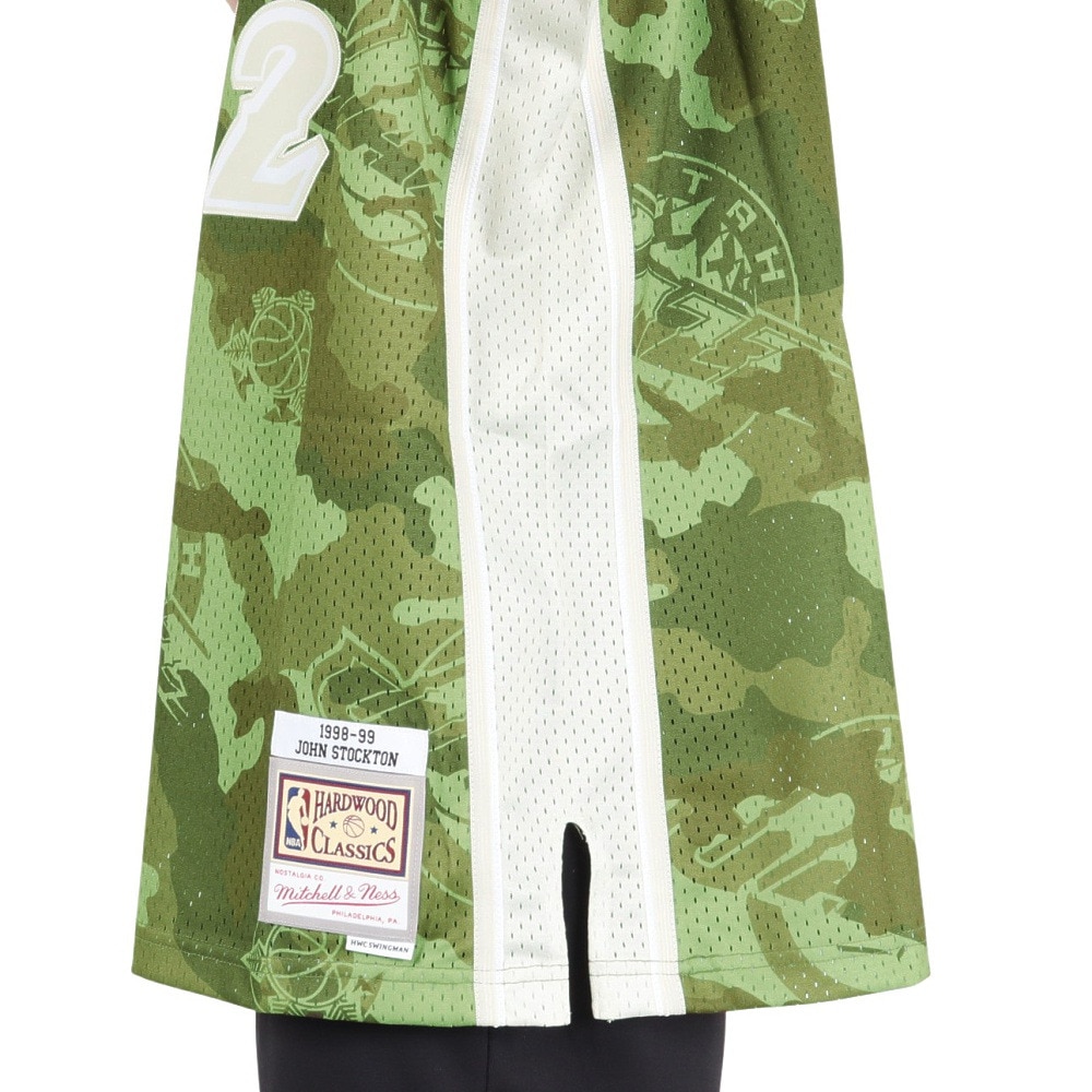 ミッチェルアンドネス（Mitchell&Ness）（メンズ）ユタ・ジャズ ジョン・ストックトン カモハードウッド クラシックスジャージ SMJY4362-UJACMGR