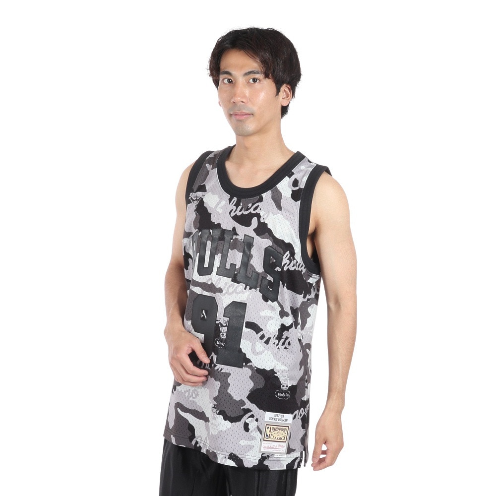 ミッチェルアンドネス（Mitchell&Ness）（メンズ）シカゴ ブルズ カモ スイングマン ジャージー SMJY4589-CBUDRDPTBK