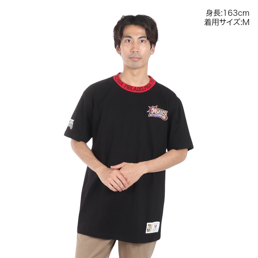 ミッチェルアンドネス（Mitchell&Ness）（メンズ）半袖 ジャガード リンガー 半袖Tシャツ TCRW6601-P76BLCK