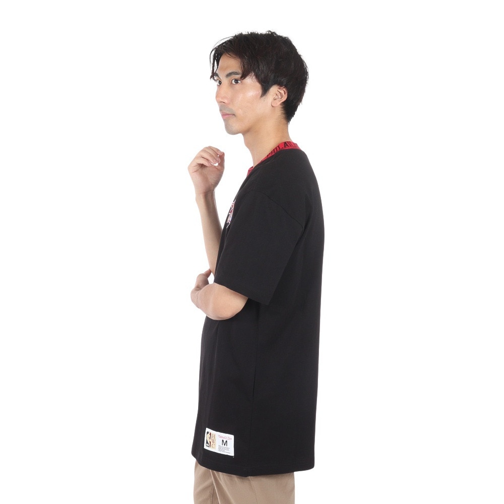 ミッチェルアンドネス（Mitchell&Ness）（メンズ）半袖 ジャガード リンガー 半袖Tシャツ TCRW6601-P76BLCK