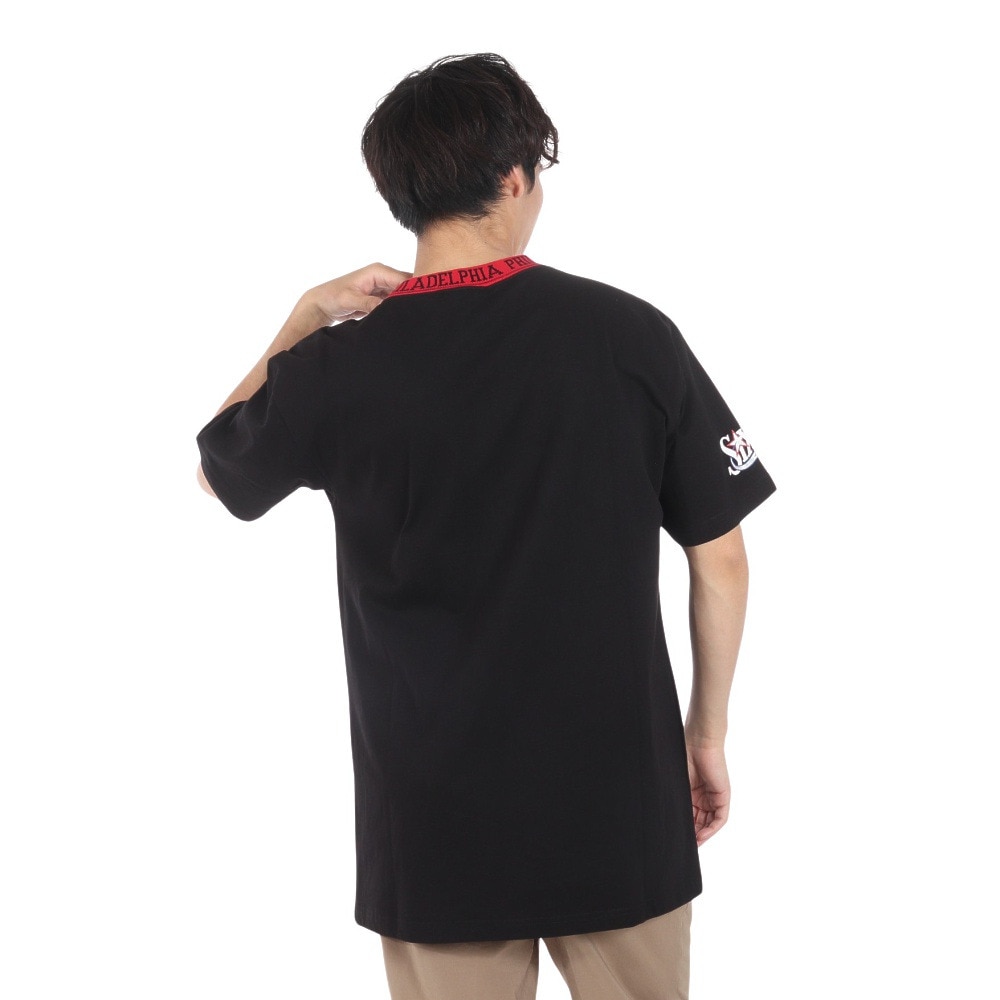 ミッチェルアンドネス（Mitchell&Ness）（メンズ）半袖 ジャガード リンガー 半袖Tシャツ TCRW6601-P76BLCK
