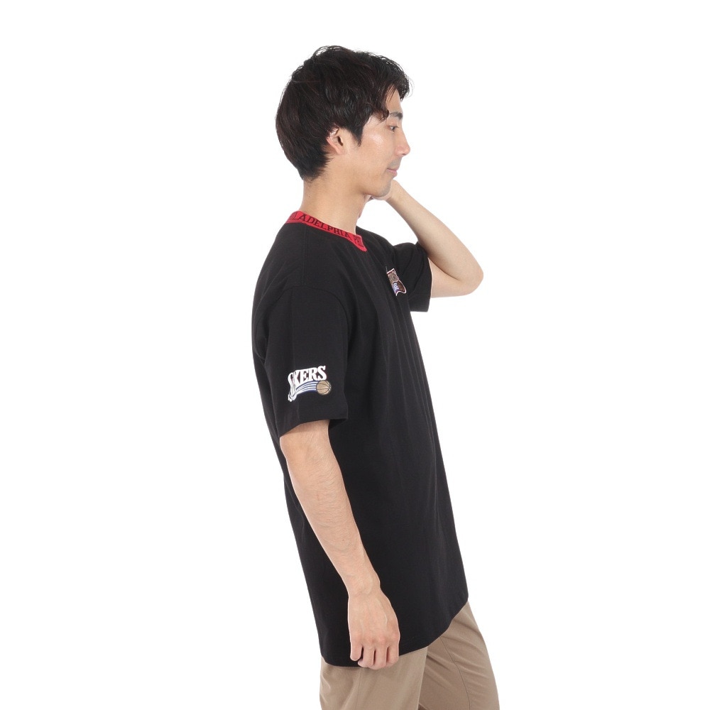 ミッチェルアンドネス（Mitchell&Ness）（メンズ）半袖 ジャガード リンガー 半袖Tシャツ TCRW6601-P76BLCK