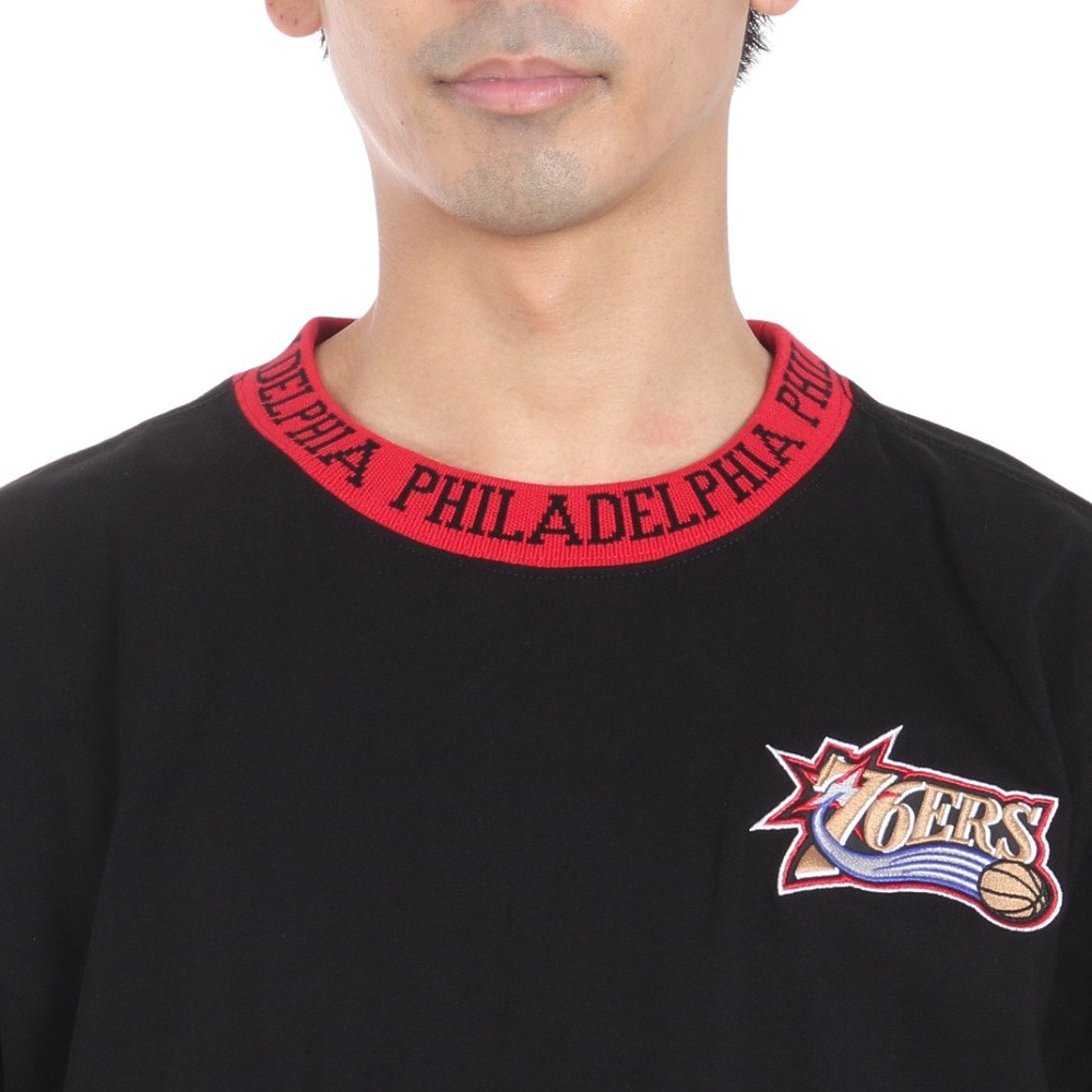 ミッチェルアンドネス（Mitchell&Ness）（メンズ）半袖 ジャガード リンガー 半袖Tシャツ TCRW6601-P76BLCK