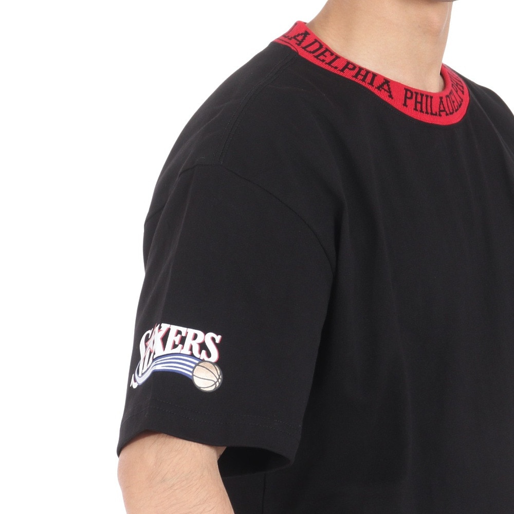 ミッチェルアンドネス（Mitchell&Ness）（メンズ）半袖 ジャガード リンガー 半袖Tシャツ TCRW6601-P76BLCK