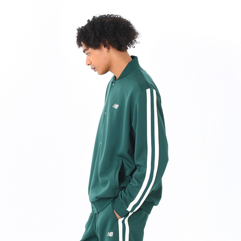 ニューバランス（new balance）（メンズ）スナップボタン ジャージジャケット バスケウェア グリーン AMJ45183NWG