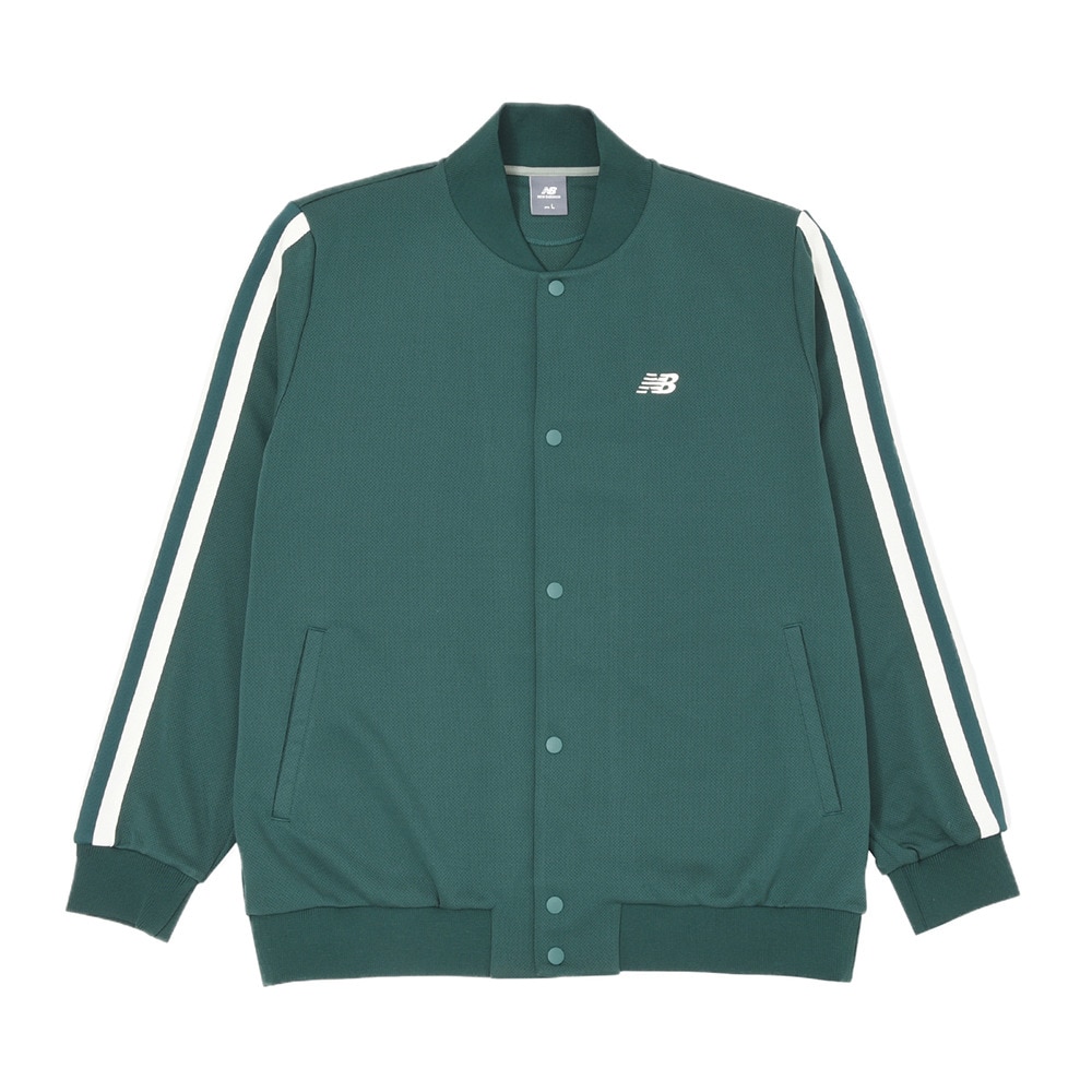 ニューバランス（new balance）（メンズ）スナップボタン ジャージジャケット バスケウェア グリーン AMJ45183NWG