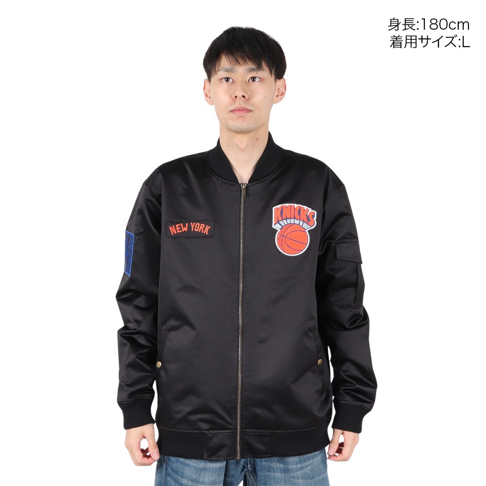 ミッチェルアンドネス（Mitchell&Ness）（メンズ）サテン ボンバー ジャケット NYK JK8095-NYKBLCK